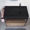 Console Sink Vanity With Matte Black Ceramic Sink and Natural Brown Oak Drawer, 35